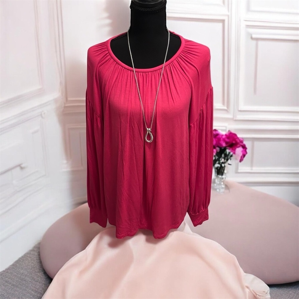 Ann Taylor Pink Long Sleeve Top Size M Great To Layer - Picture 2 of 5